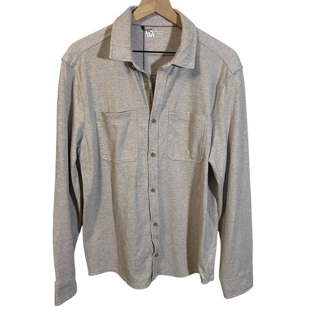 VRST NWT Cream Light Brown Herringbone Textured Long Sleeve Button Down Shirt M